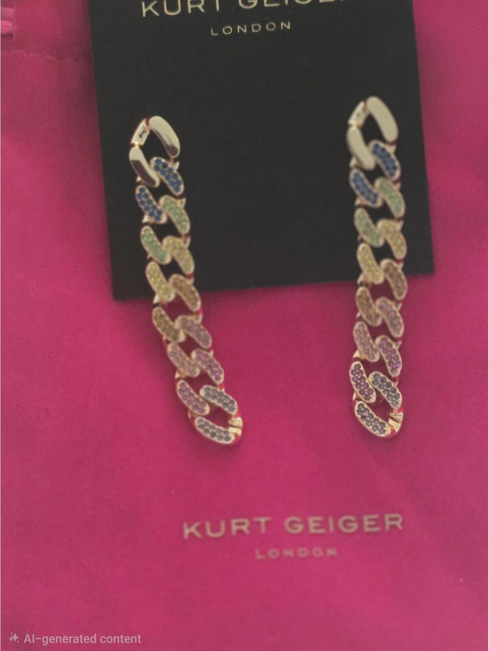 Kurt Geiger London Rainbow Chain Link Drop Earrings - Picture 4 of 4